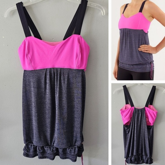 lululemon athletica Tops - Lululemon Black Swan Raspberry Glow Light Back On Track Fitness Tank‎ Top Size 4